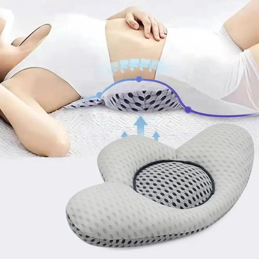 3D Lumbar Pillow - Quick Rebound for Spinal Posture Support - Buckwheat Hull - Bedroom Supply - Novah