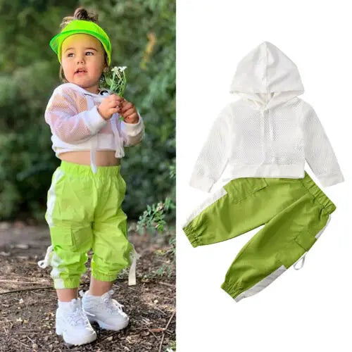 Summer Baby Girl Outfits: Mesh T-shirt + Sport Pants - Kids Tracksuit Set Novah Novah