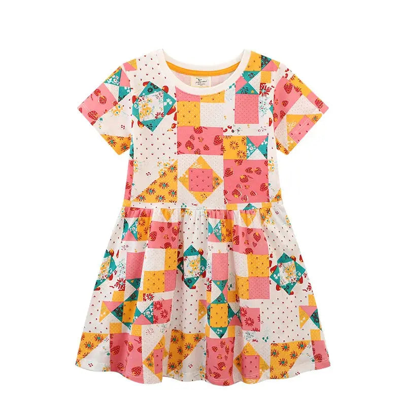 Jumping Meters New Arrival Summer Girls Dresses Bag Print Hot Selling Baby Summer Frocks Cotton Clothes Frocks Party Birthday - Novah