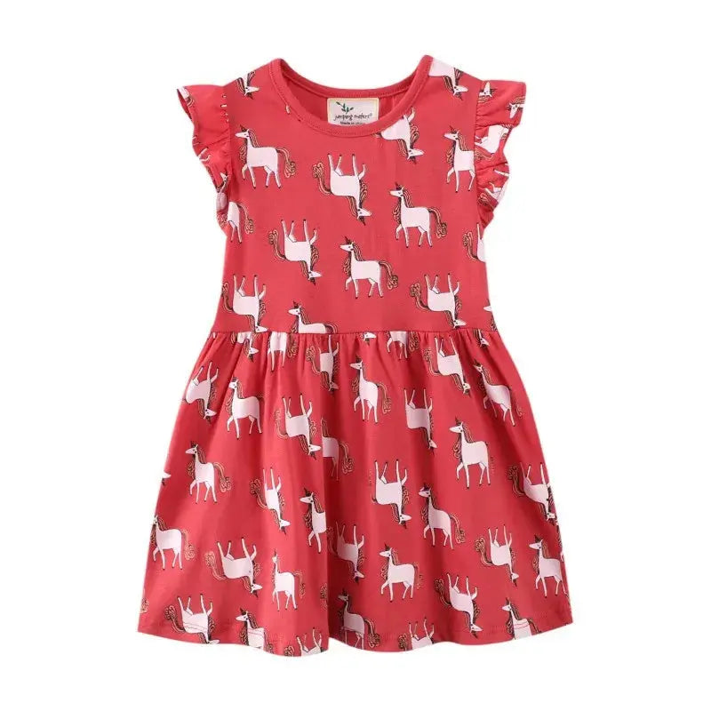 Jumping Meters New Arrival Summer Girls Dresses Bag Print Hot Selling Baby Summer Frocks Cotton Clothes Frocks Party Birthday - Novah