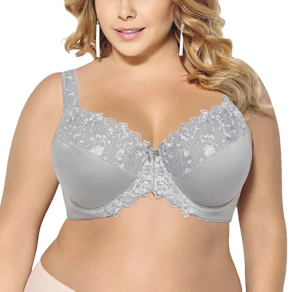 Plus Size Underwired Bra - Gray, US Size 36-54 F-I Cup - Novah Plus Size Underwired Bra - Gray, US Size 36-54 F-I Cup