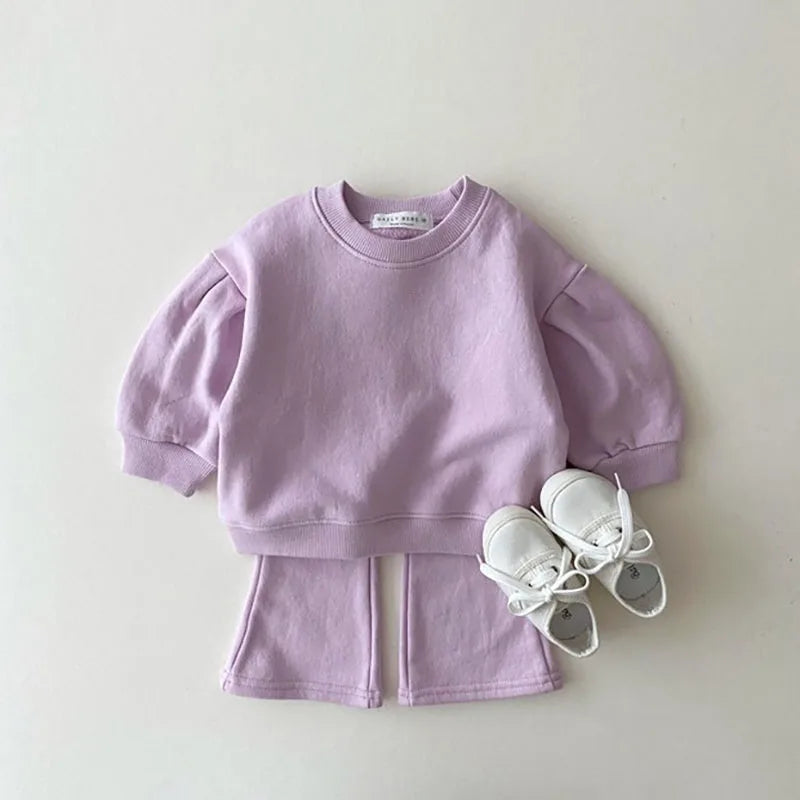 2022 MILANCEL Baby Clothing Set - Solid Hoodies & Flare Pants for Girls Novah Novah