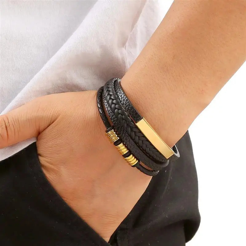 Men's Hand-Woven Leather Bracelet - Classic Style Novahst Novah Bracelets Bracelets