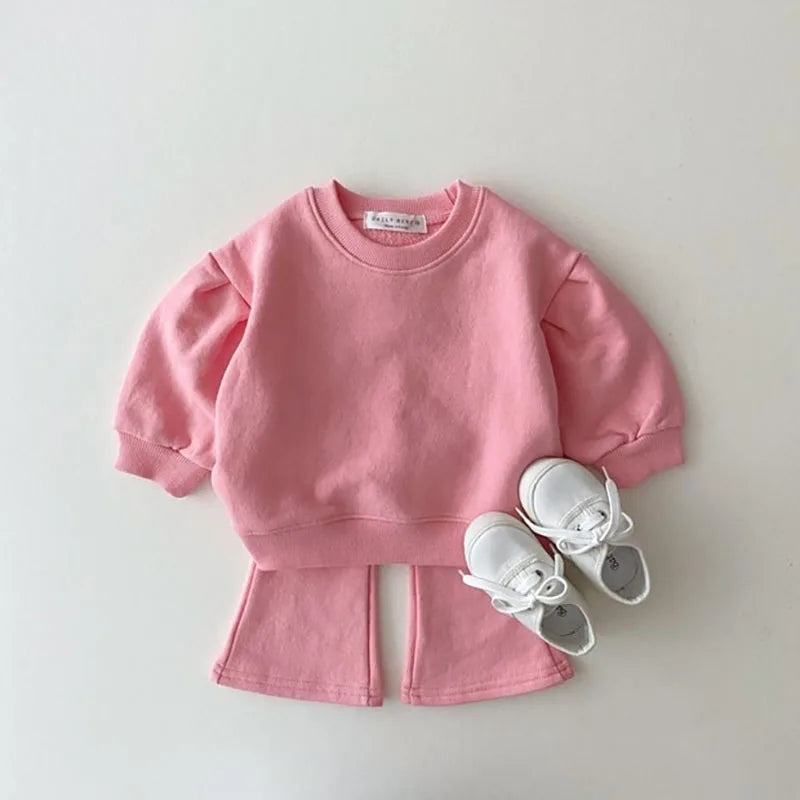 2022 MILANCEL Baby Clothing Set - Solid Hoodies & Flare Pants for Girls Novah Novah