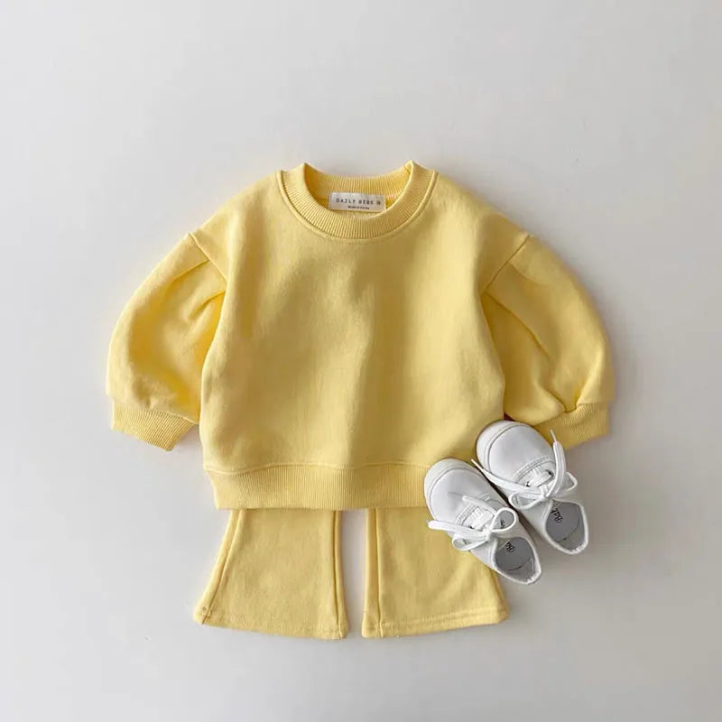 2022 MILANCEL Baby Clothing Set - Solid Hoodies & Flare Pants for Girls Novah Novah