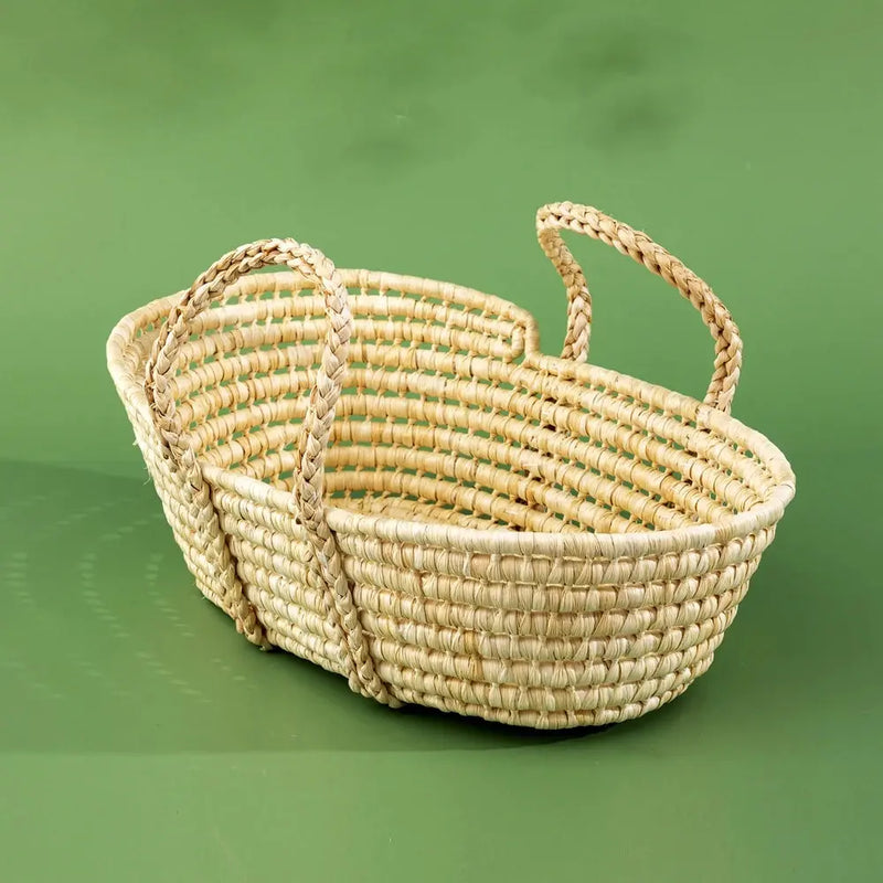 Straw Basket Newborn Photography Props Newborn Posing Nest Photo Baby Changing Basket with Handles Baby Photography Accessories - Novah