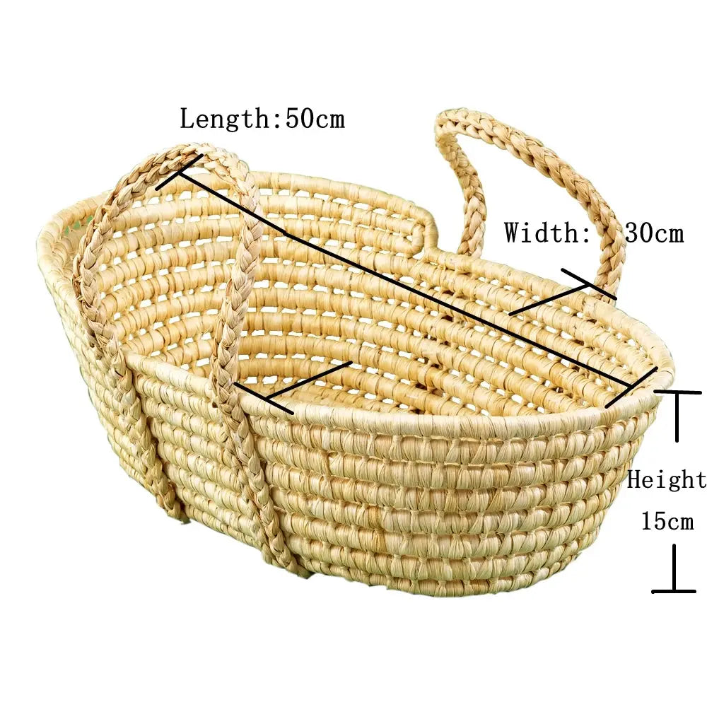 Straw Basket Newborn Photography Props Newborn Posing Nest Photo Baby Changing Basket with Handles Baby Photography Accessories Novah