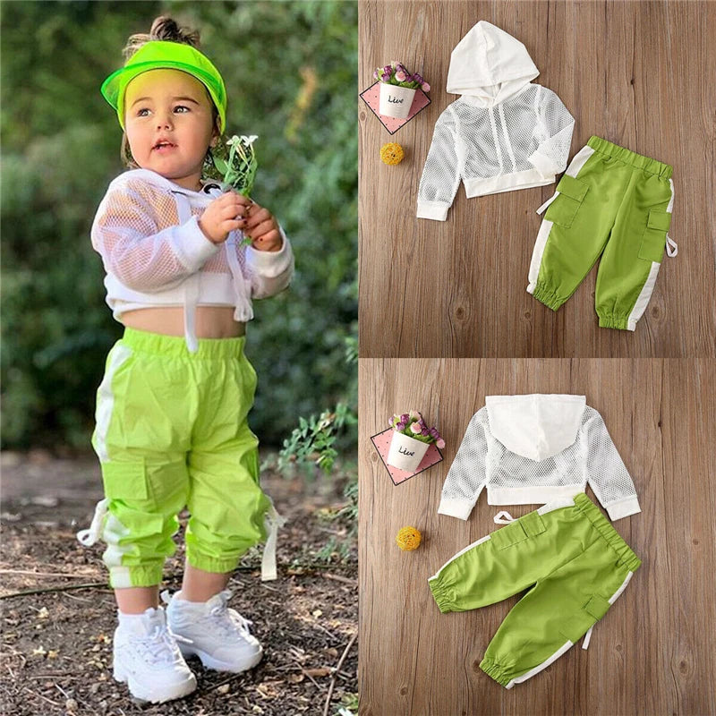 Summer Baby Girl Outfits: Mesh T-shirt + Sport Pants - Kids Tracksuit Set Novah Novah